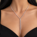 Tennis Y-Necklace 42CM stainless steel crystal lariat worn on model