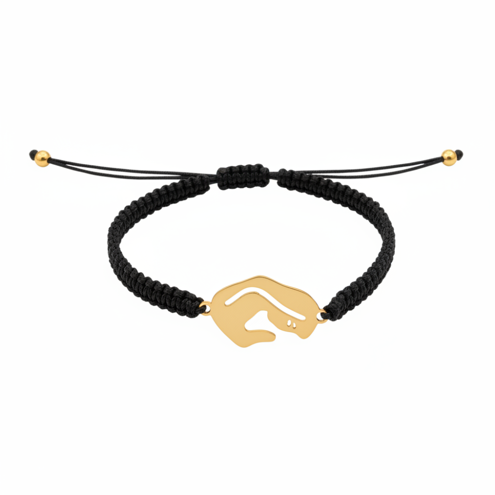 Mother Silhouette Gold Cord Bracelet