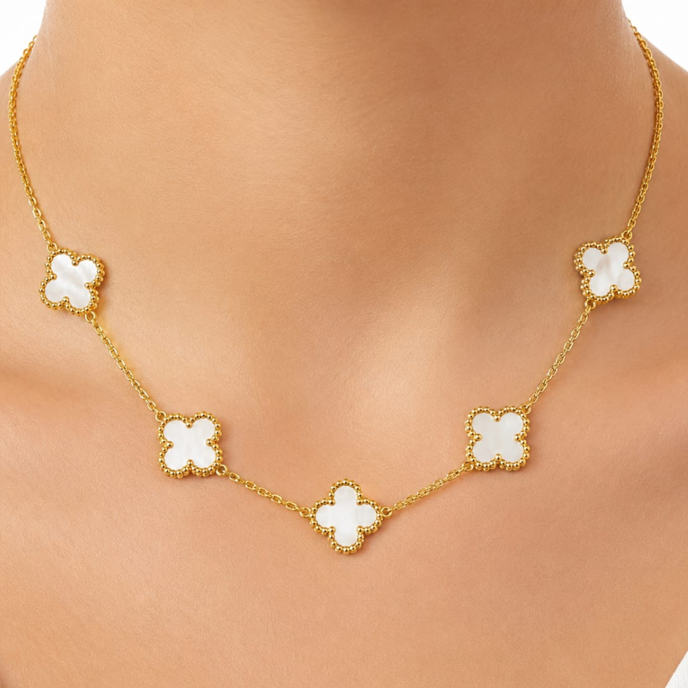 Four Leaf Clover Necklace – White