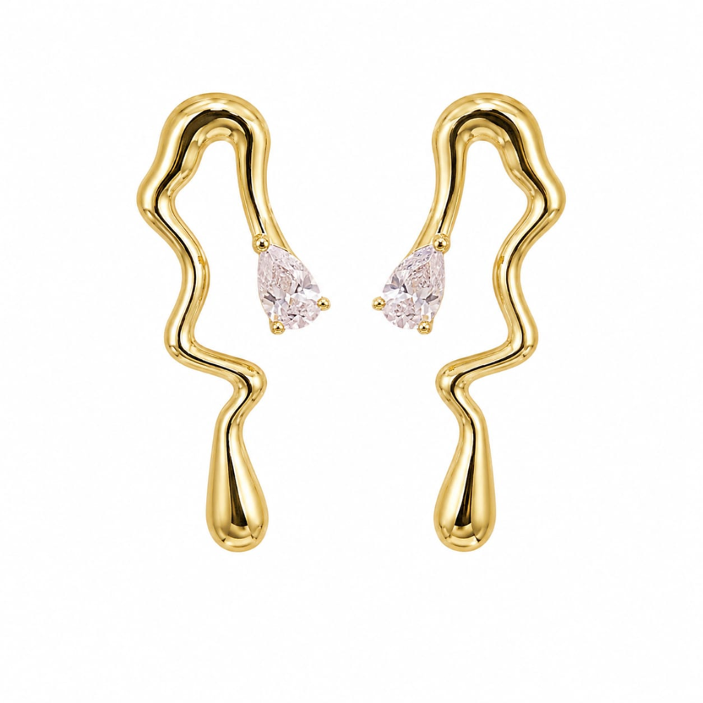 Wavy Crystal Drop Earrings