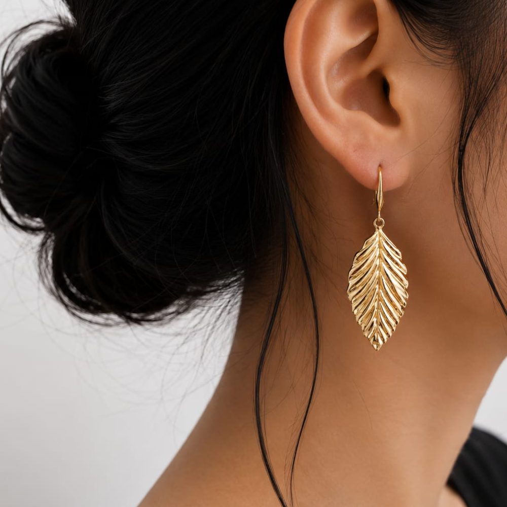 Palm Leaf Drop Earrings