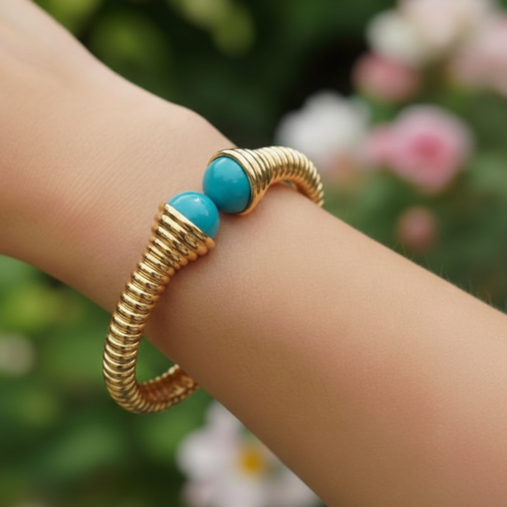 Turquoise bangle on wrist