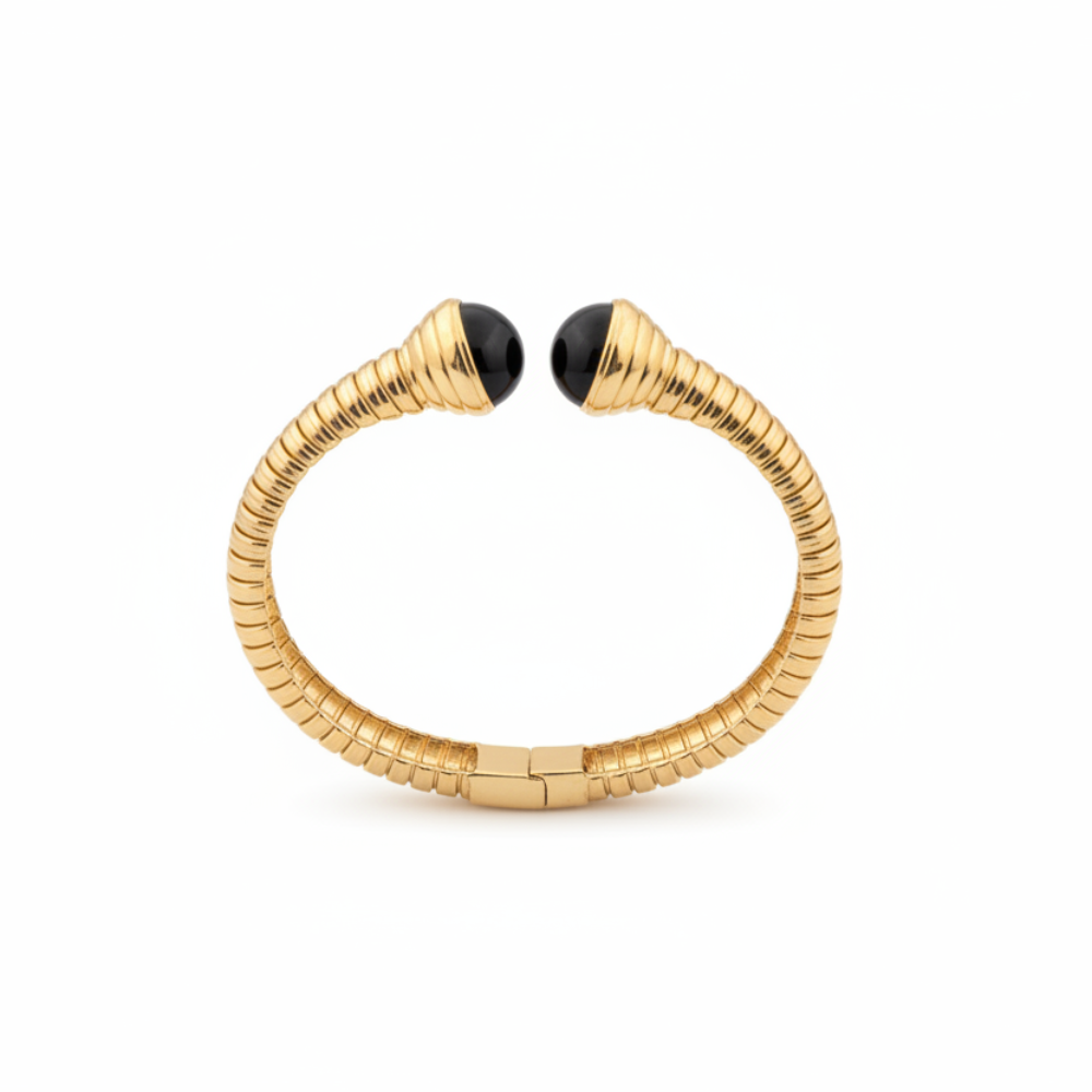 Black stone bangle on white background