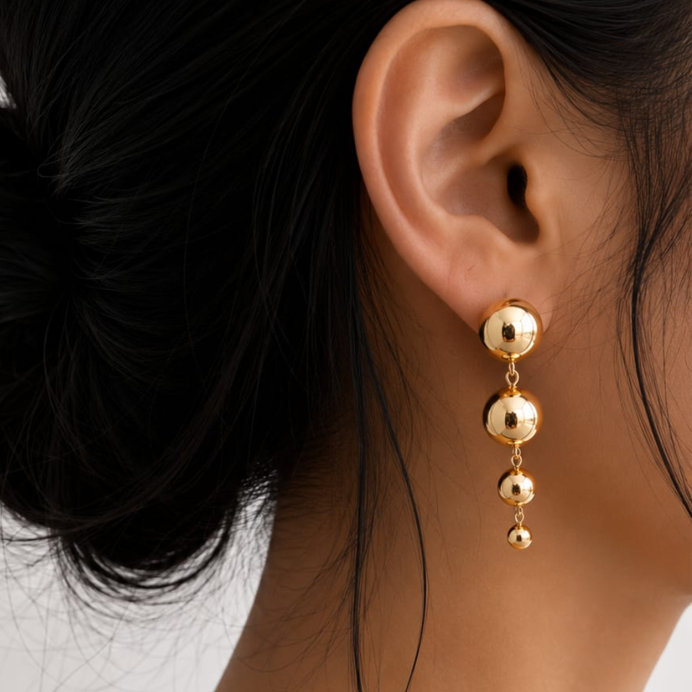 Gold Ball Drop Earrings