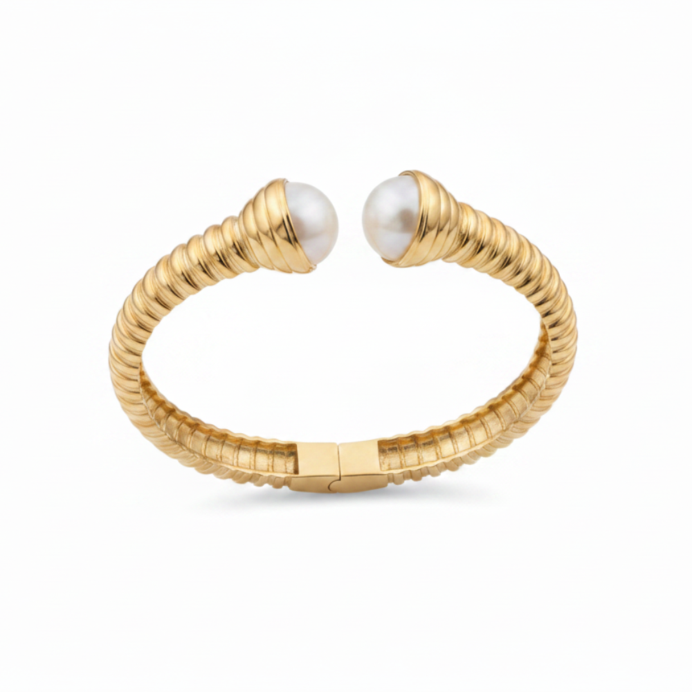 Pearl bangle on white background