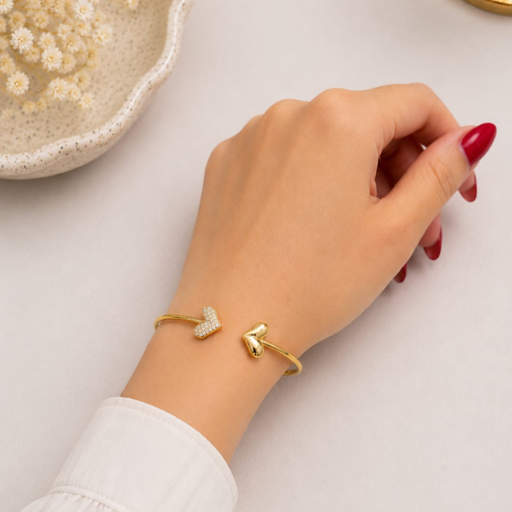 Double Heart Bangle