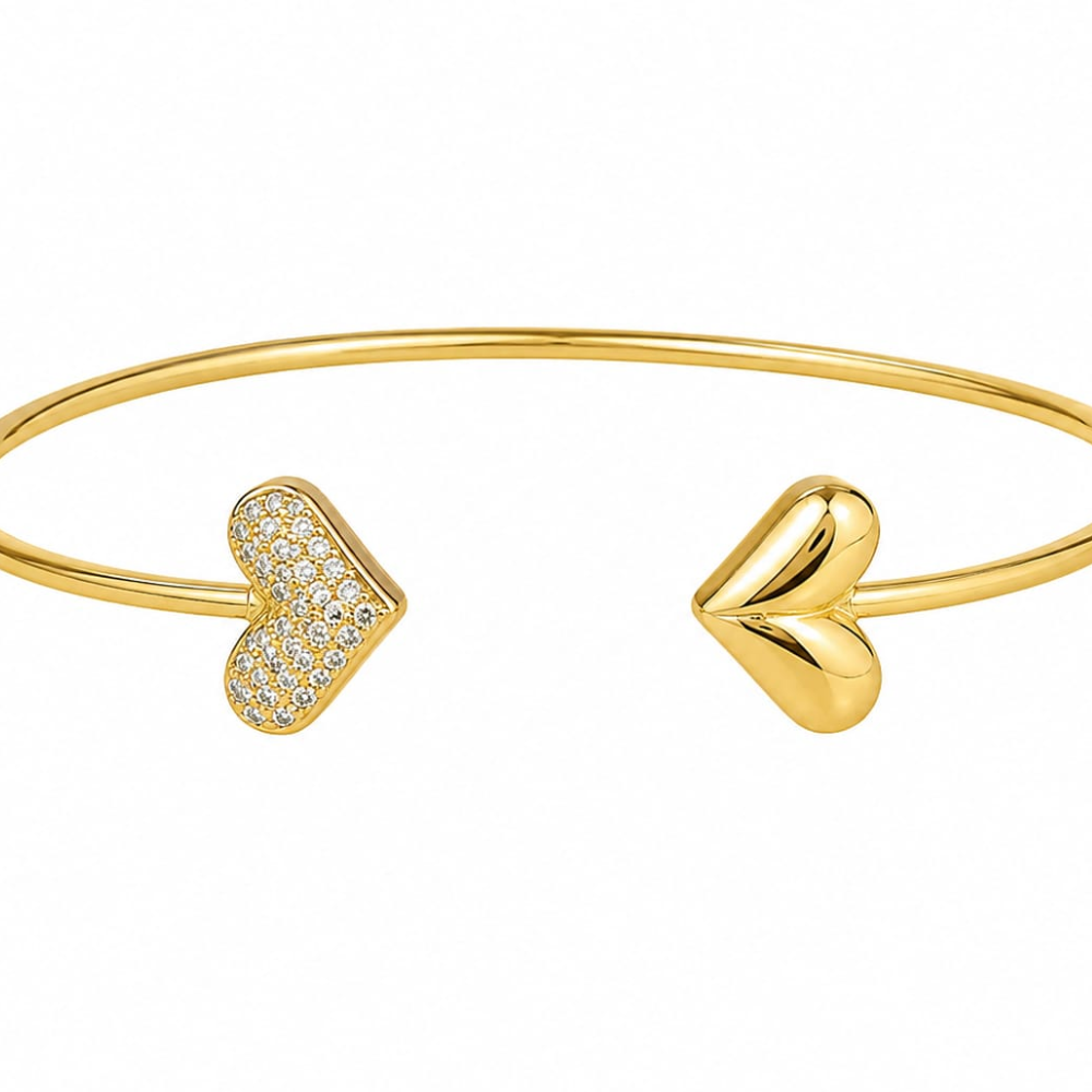 Double Heart Bangle