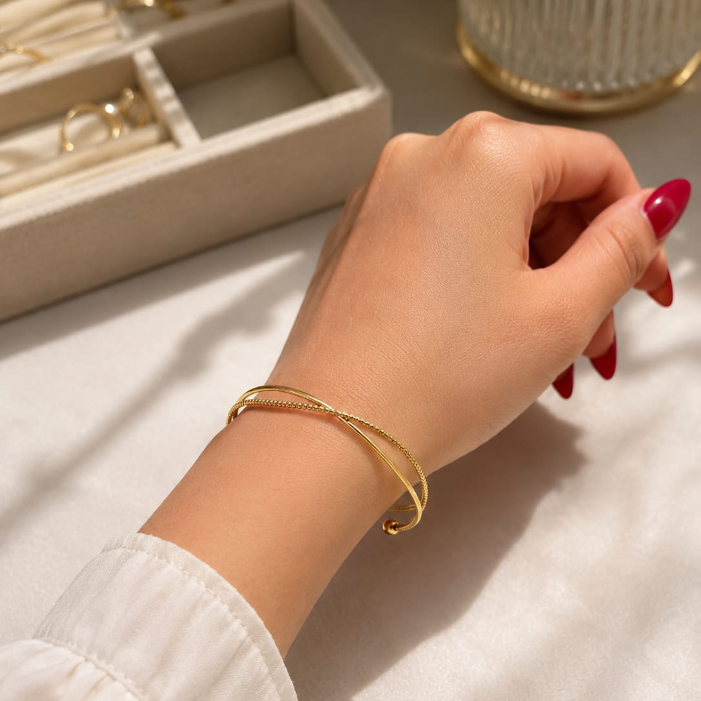 Double Layer Gold Bangle