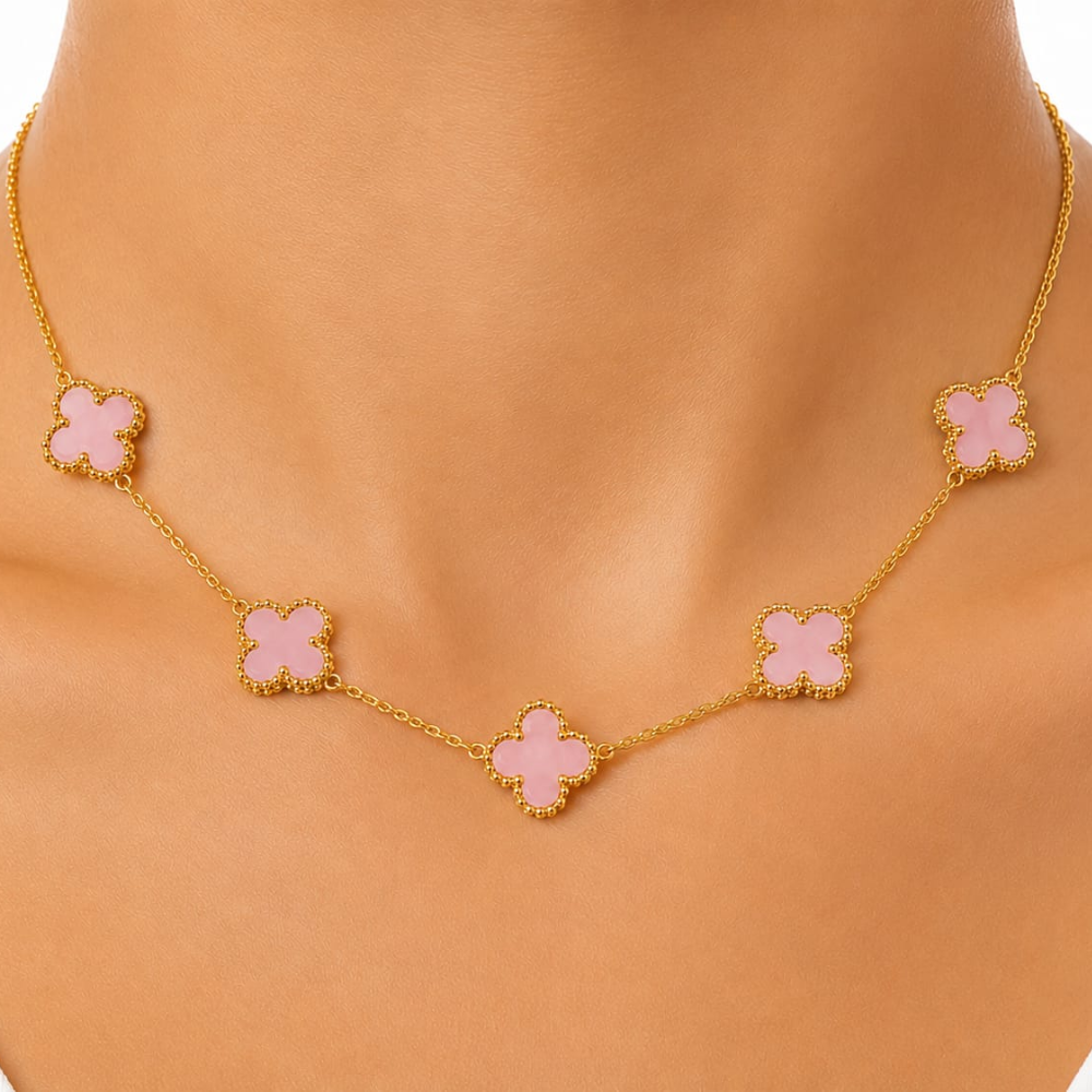 Four Leaf Clover Necklace – Pink