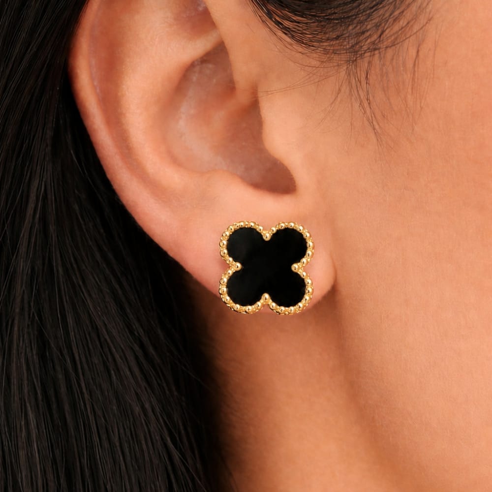 Four Leaf Clover Earrings – Black