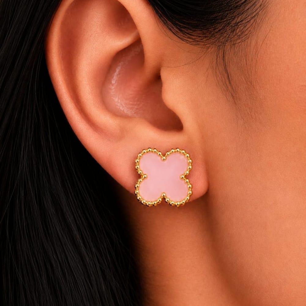 Four Leaf Clover Earrings – Pink