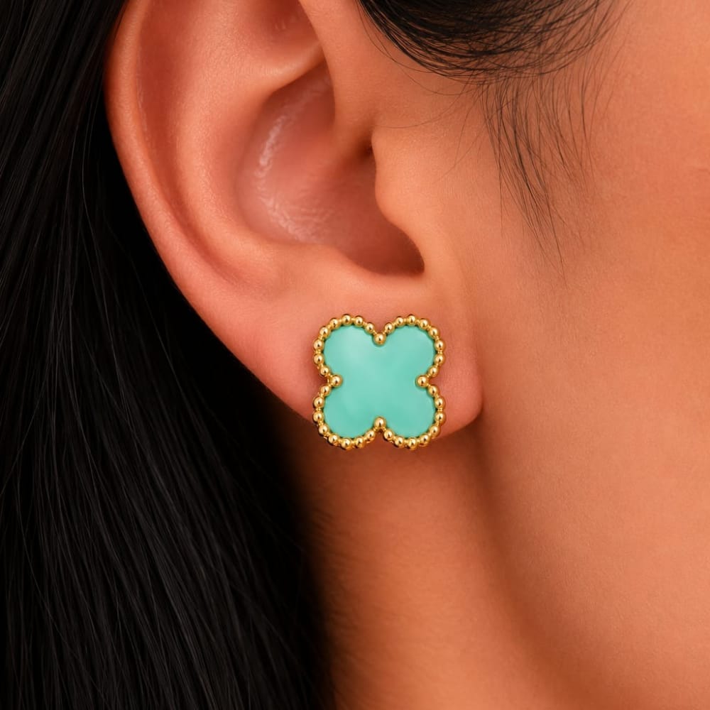 Four Leaf Clover Earrings – Light Green