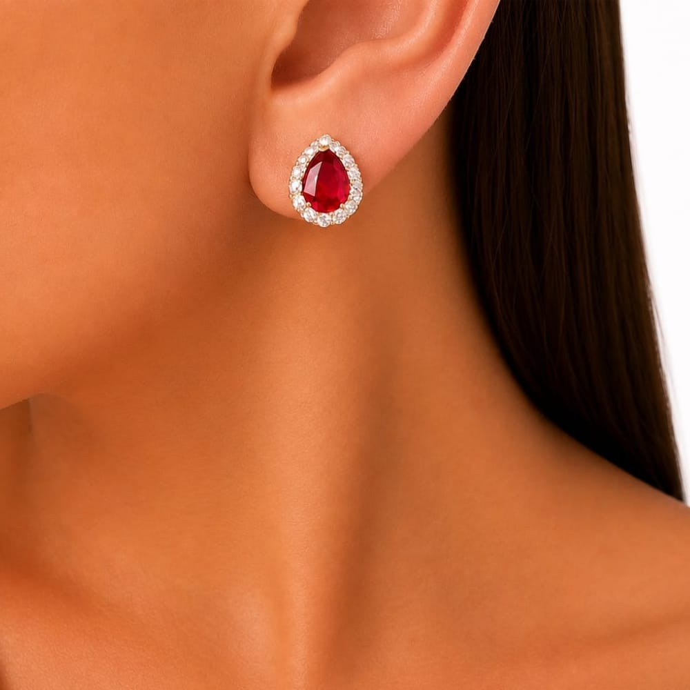Ruby Halo Earrings